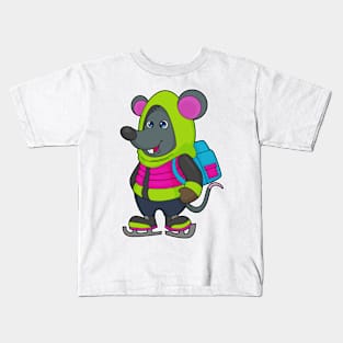 Mouse at Ice skating with Ice skates & Backpack Kids T-Shirt